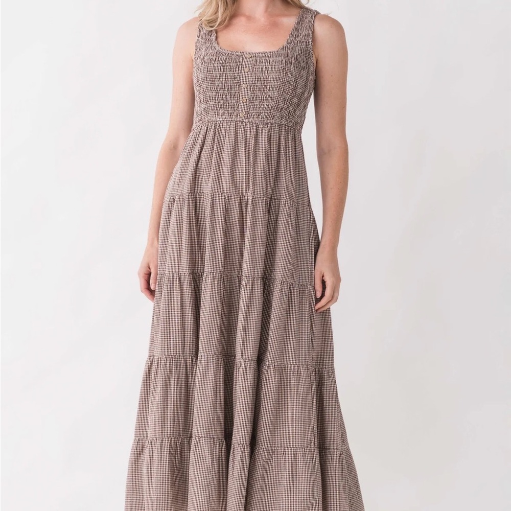 Wishlist Checkered Brown Maxi Dress